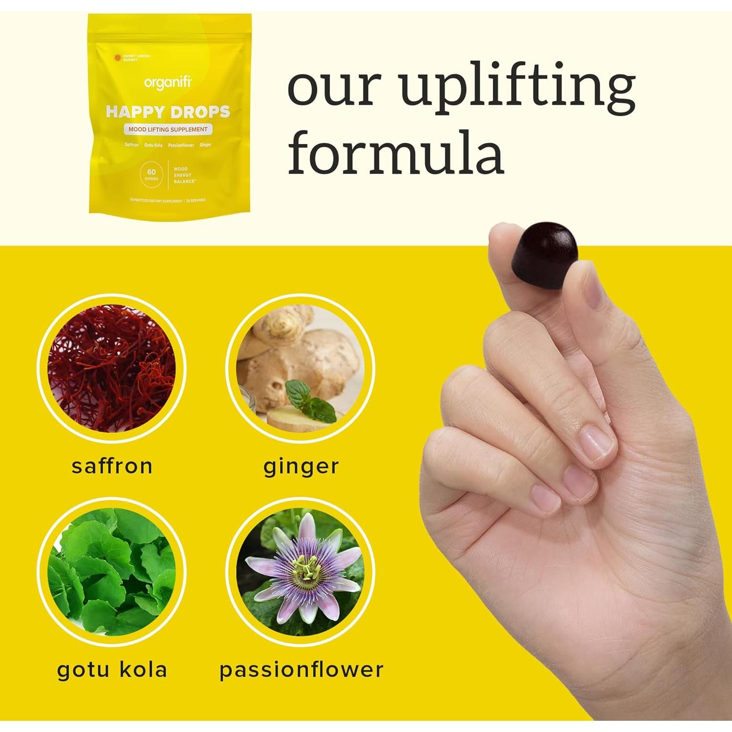 Gominolas Organifi Happy Drops - Suplemento de Estado de Ánimo - 60 Unidades
