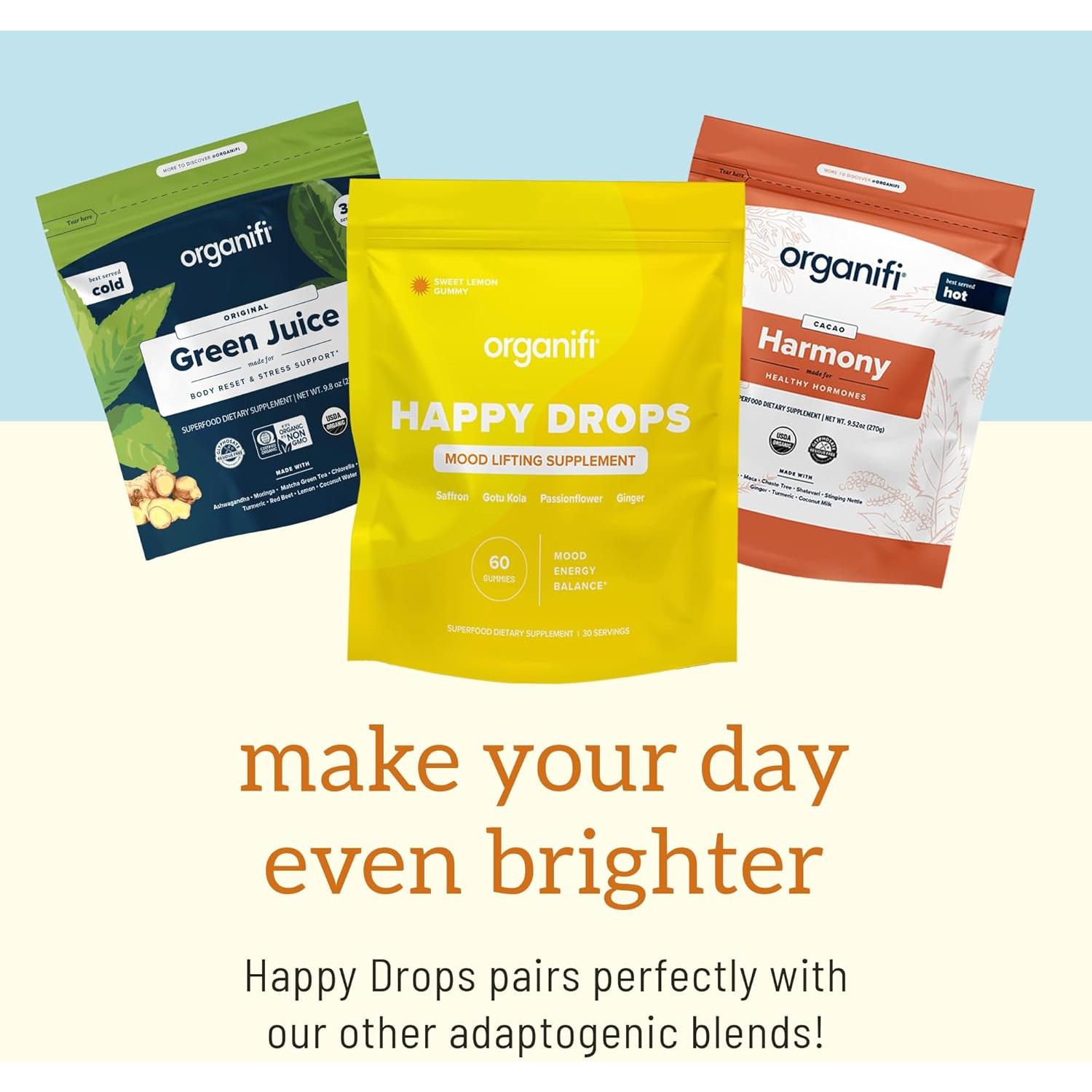 Gominolas Organifi Happy Drops - Suplemento de Estado de Ánimo - 60 Unidades