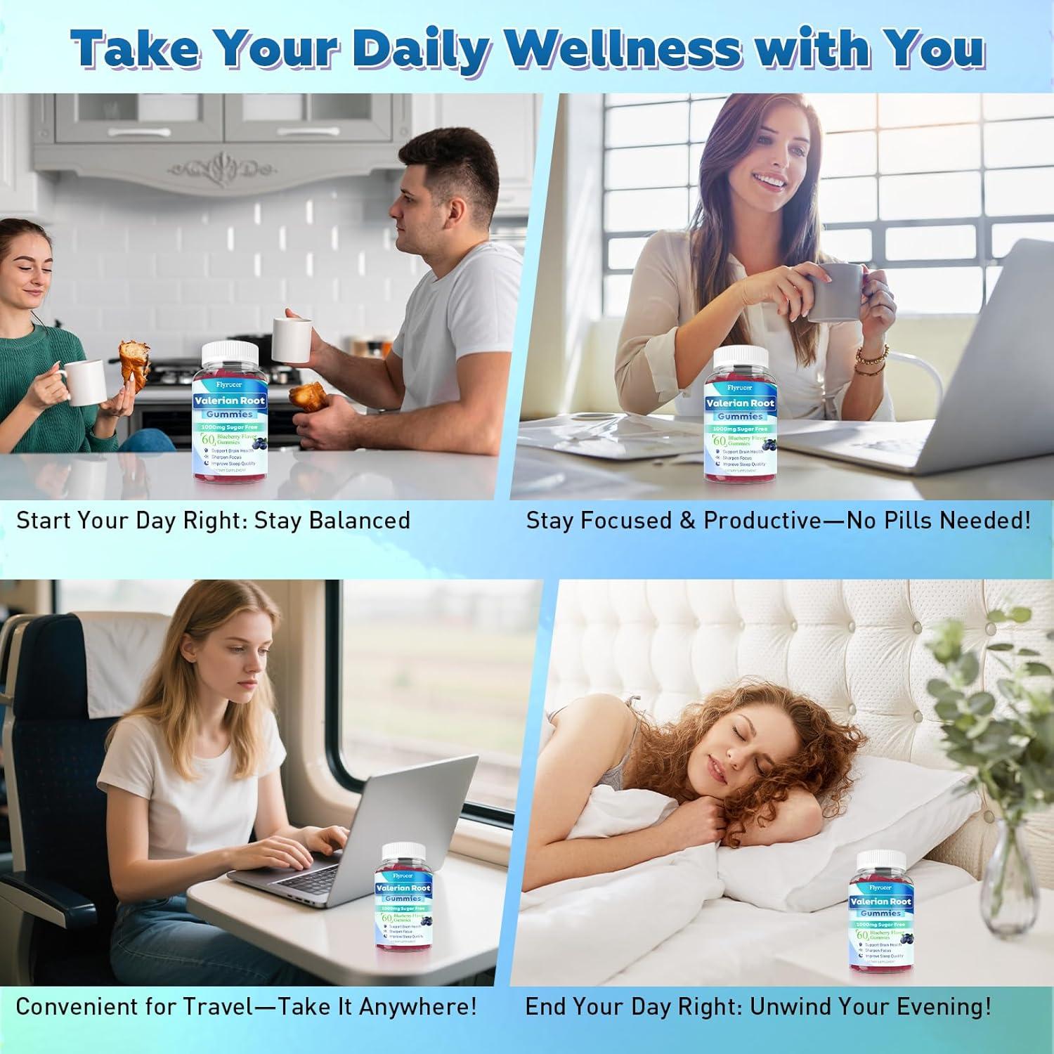 Gomitas de Raíz de Valeriana Flyrocer 60 Unidades Sabor Arándano