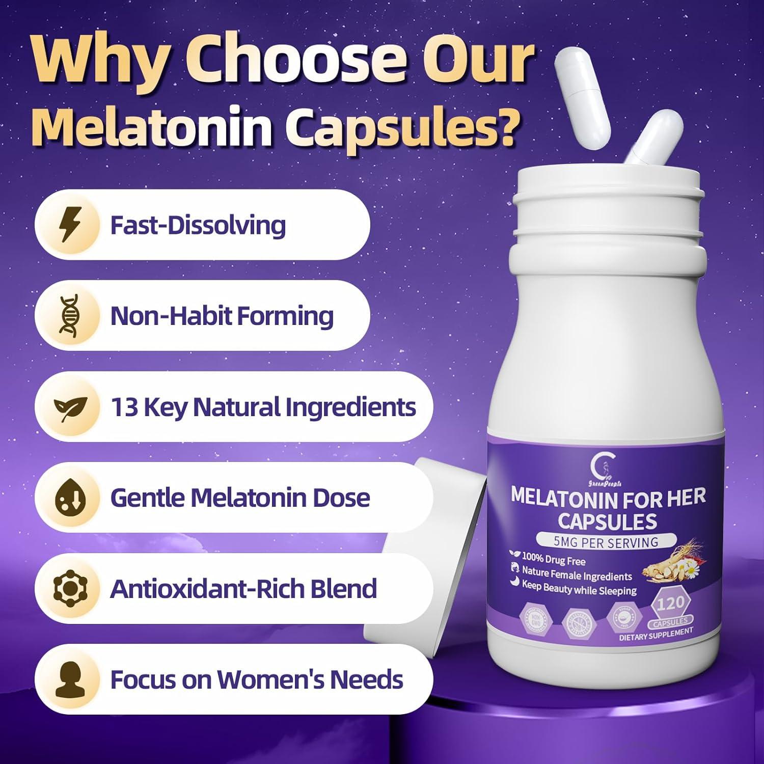 Melatonina 5mg GPGP GreenPeople - Suplemento para Dormir 120 Cápsulas