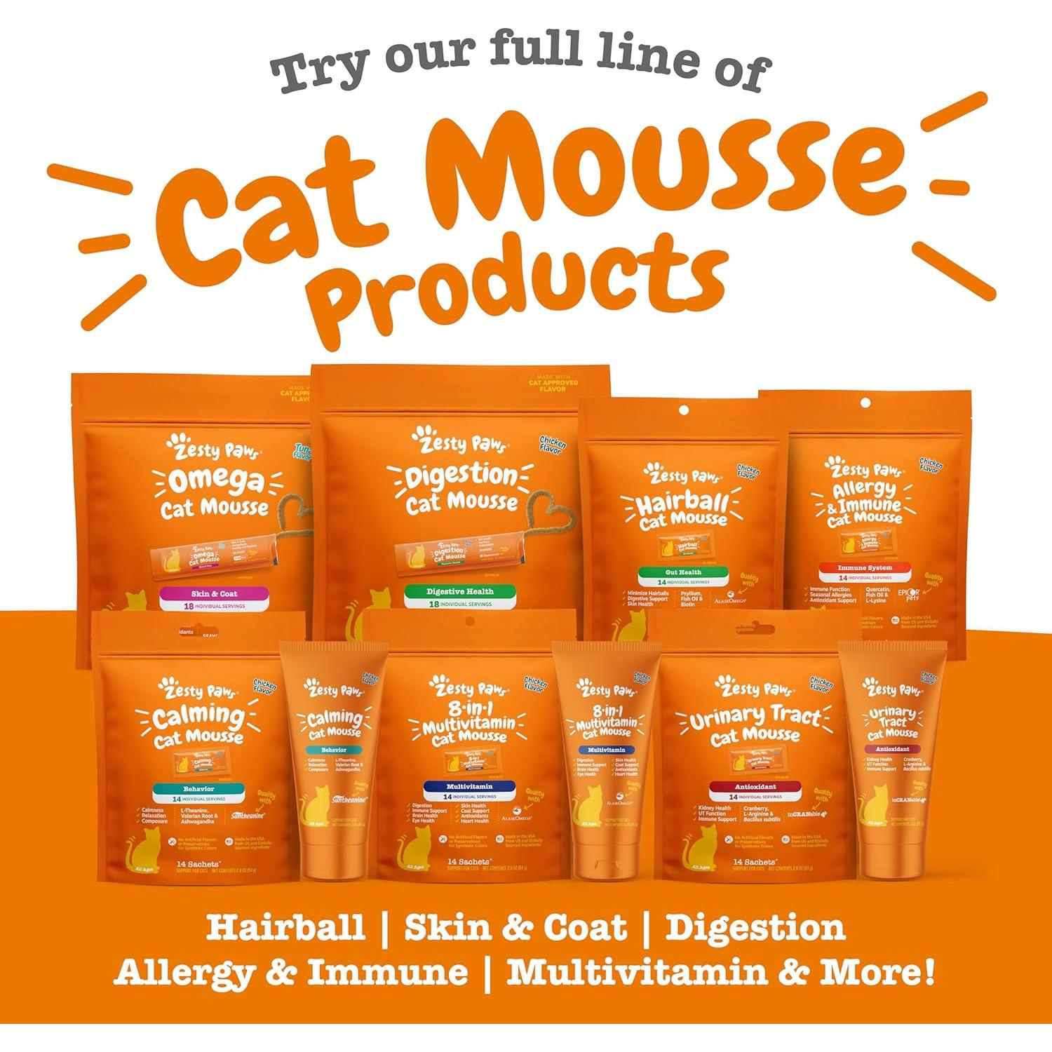 Mousse Calmante para Gatos Zesty Paws - 14 Unidades