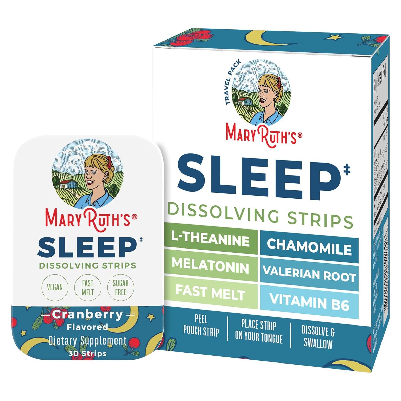 Tiras Disolventes para Sueño MaryRuth's 30 Unidades 5mg Melatonina