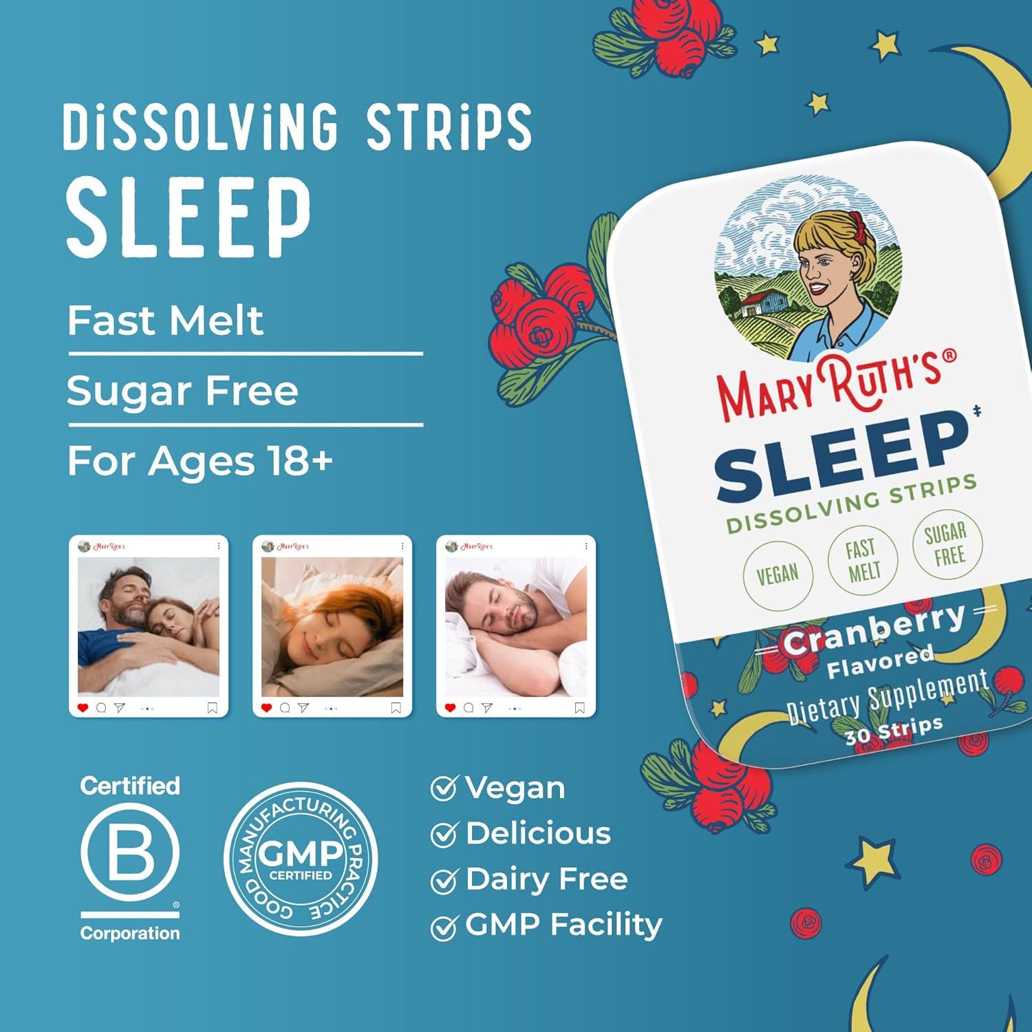 Tiras Disolventes para Sueño MaryRuth's 30 Unidades 5mg Melatonina