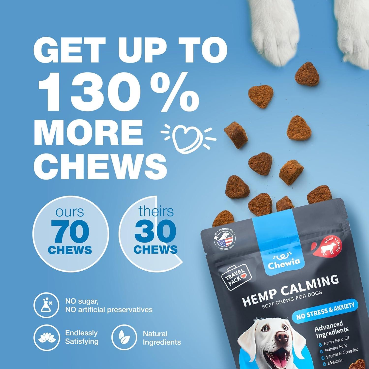 Masticables Calmantes para Perros Chewia - 70 Unidades