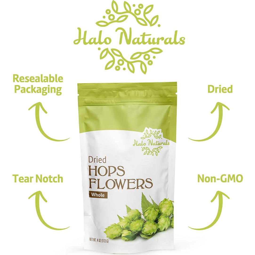 Flores de Lúpulo Enteras Halo Naturals 113g Bolsa Reutilizable
