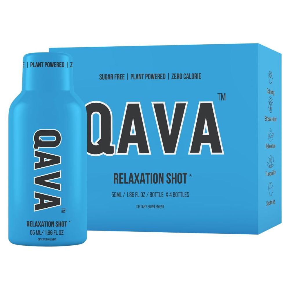 QAVA Shots de Relajación Kava Kava 450mg - Paquete de 4 x 55ml