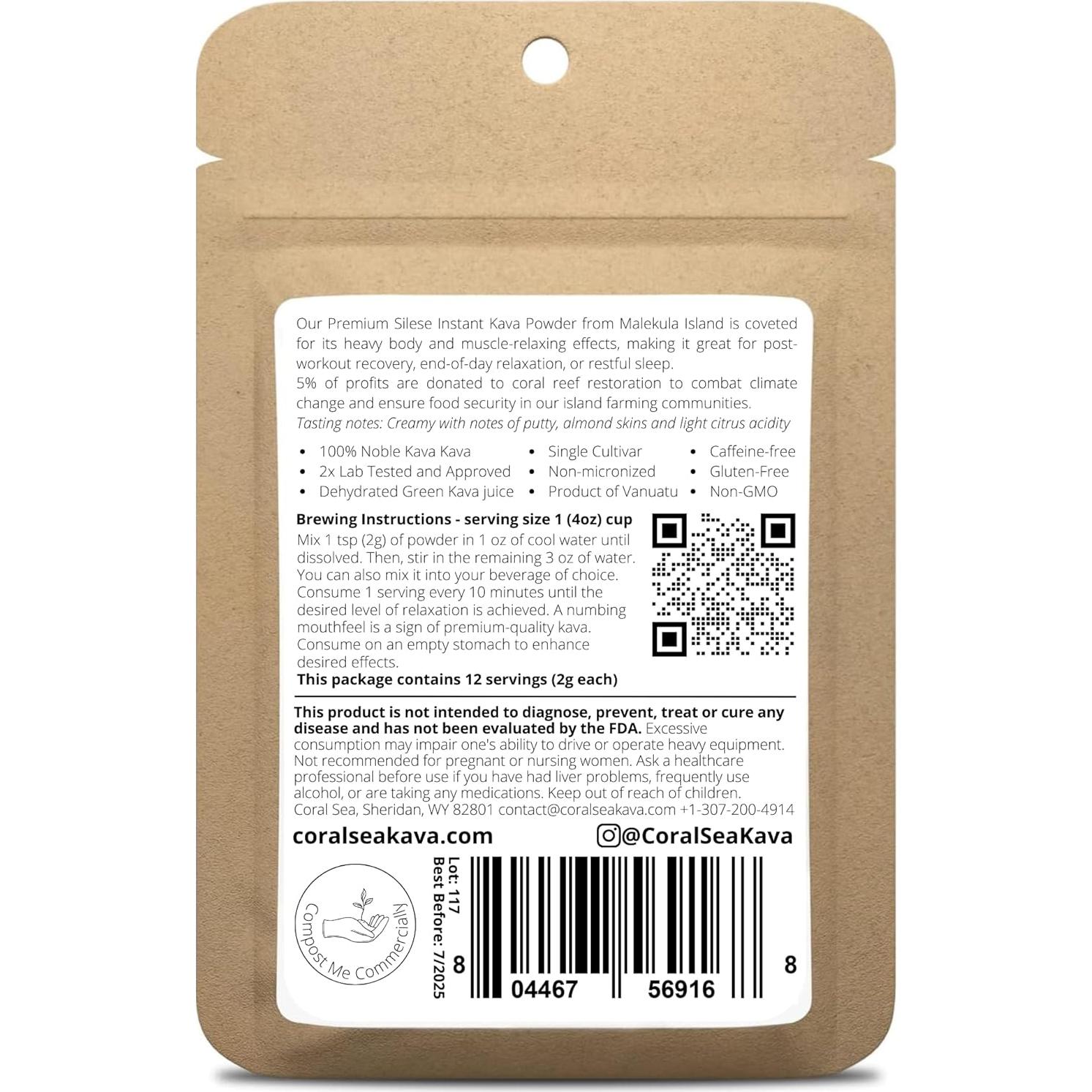 Polvo de Té de Kava Instantáneo Silese - La Mano Negra - 24.9g