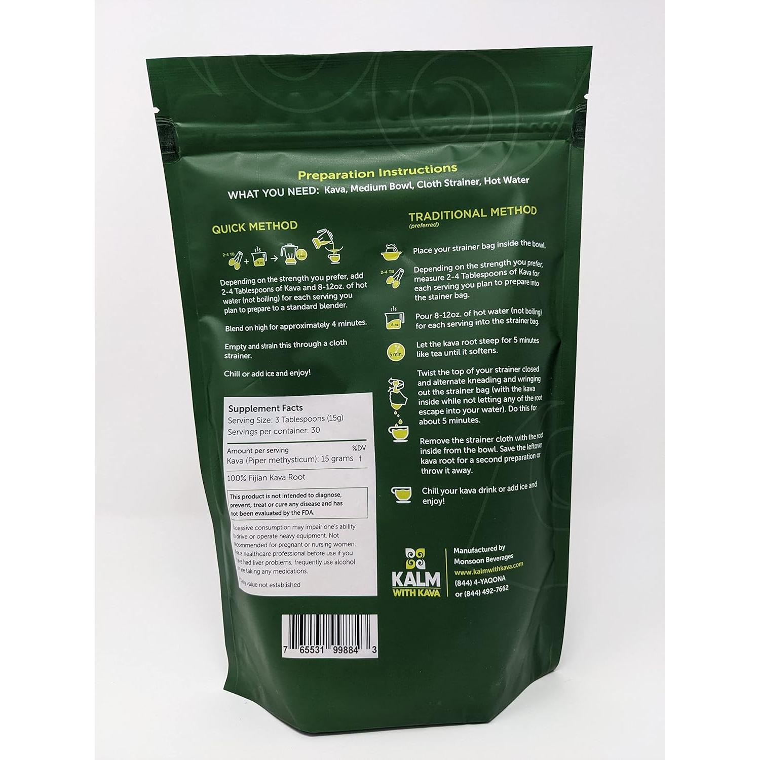 Kava Fijiano Premium Kalm con Kava 454 g - Relajación