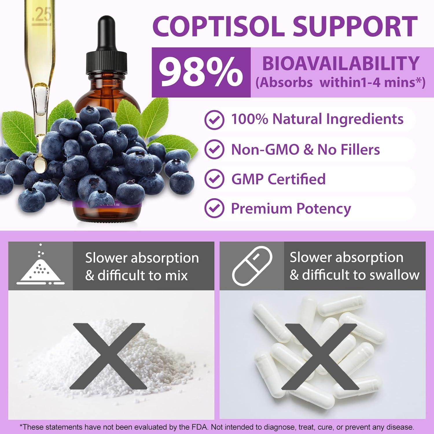 Suplemento de Cortisol Liiutry 10 en 1 - 60 ml, Magnesio y Ashwagandha