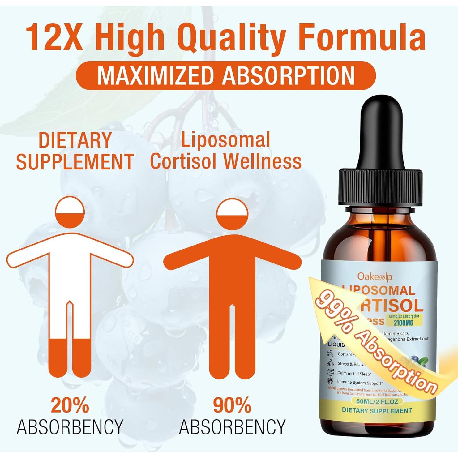 Suplemento Líquido de Cortisol Oakevlp 420mg - Ashwagandha, Magnesio