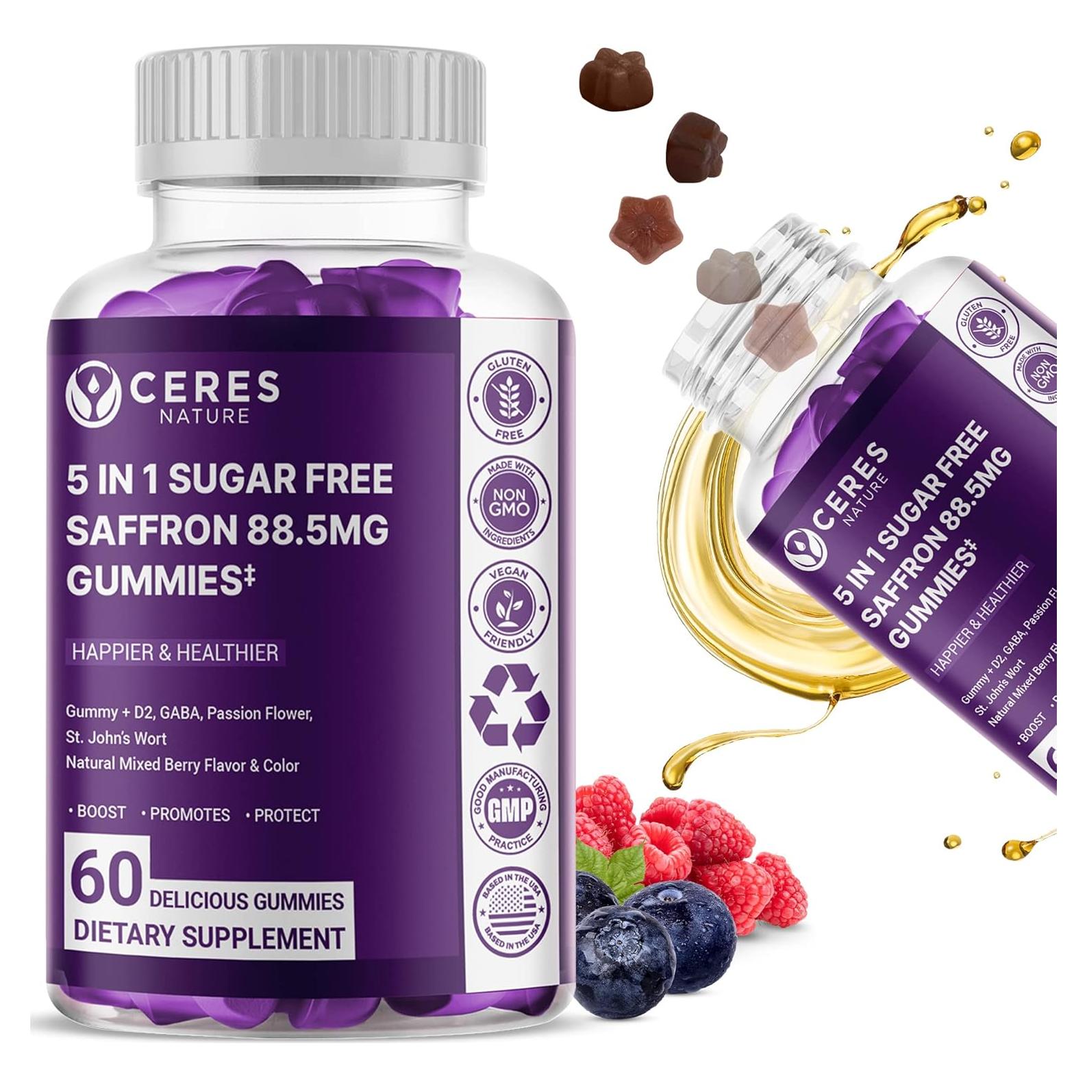 Gomas de Azafrán Premium 88.5mg Ceres Nature - Control de Apetito, Salud Ocular y Energía - 60 Unidades