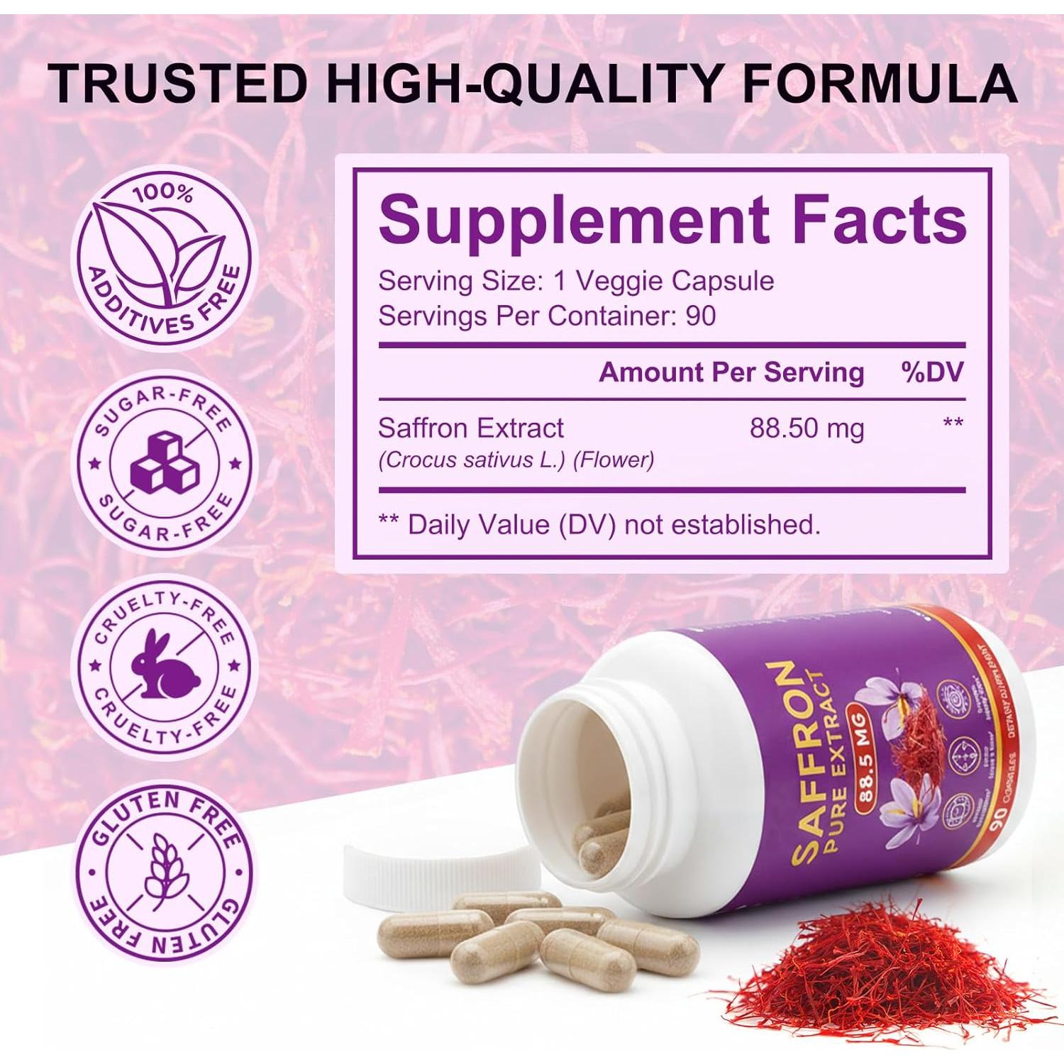 Cápsulas de Suplemento de Azafrán BOIUOITI 90 Unidades 88.5 mg