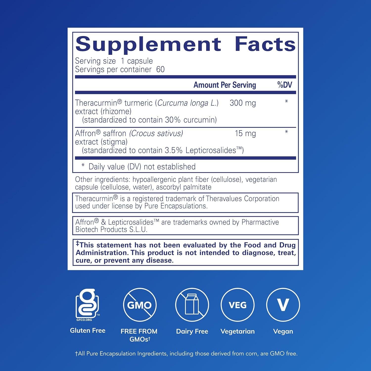 Suplemento Calmante Pure Encapsulations Mente Tranquila 60 Cápsulas