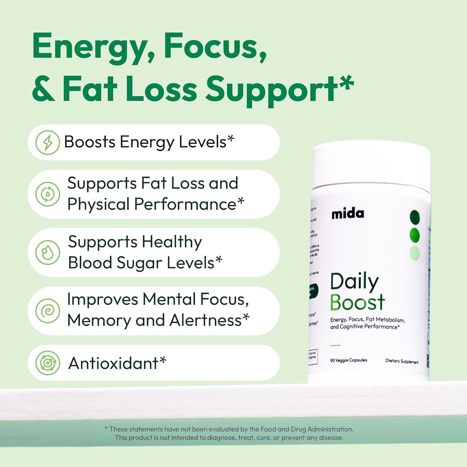 Mida Health Daily Boost 3-en-1 Energía y Metabolismo 30 Porciones