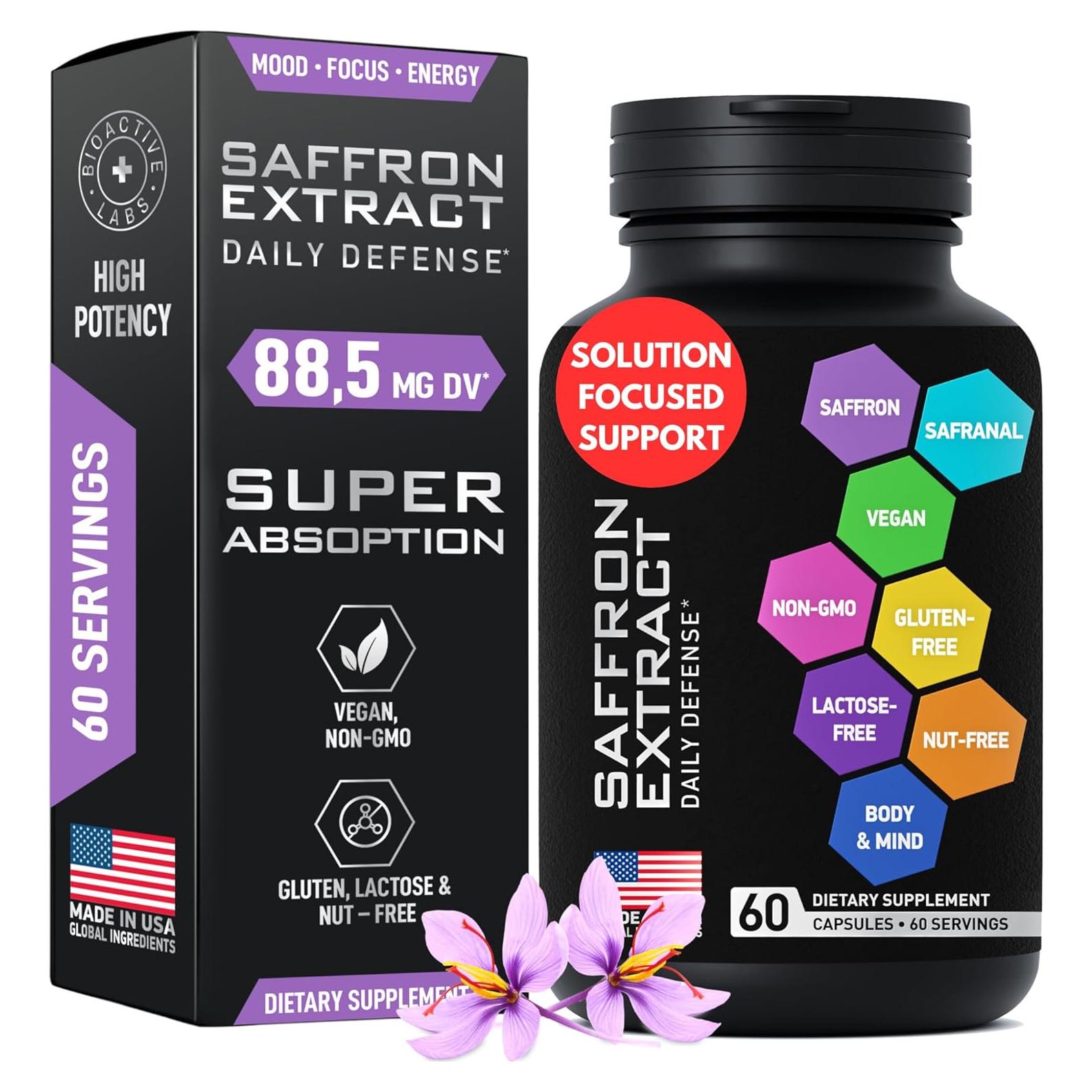 Suplemento de Azafrán Bioactive Labs - 60 Cápsulas Veganas