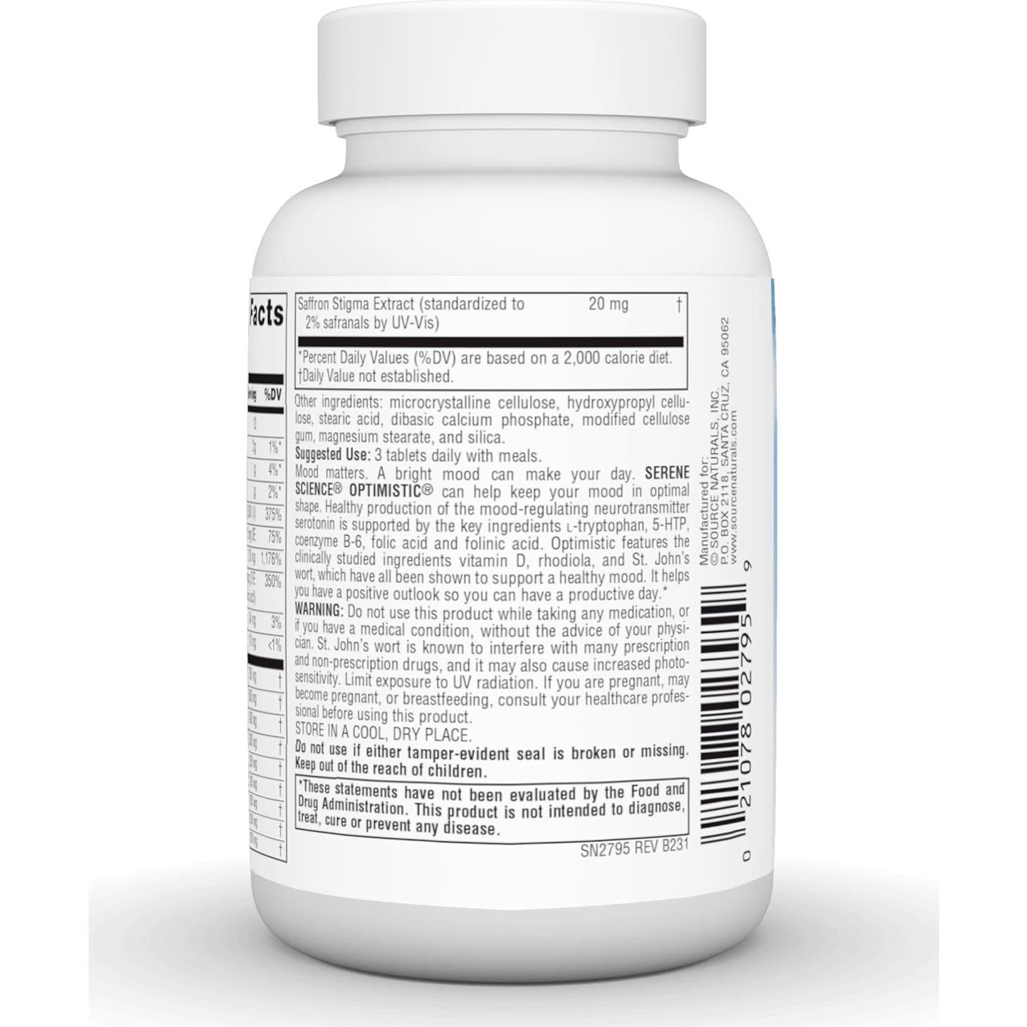 Suplemento de Azafrán Optimista Source Naturals - 60 Tabletas