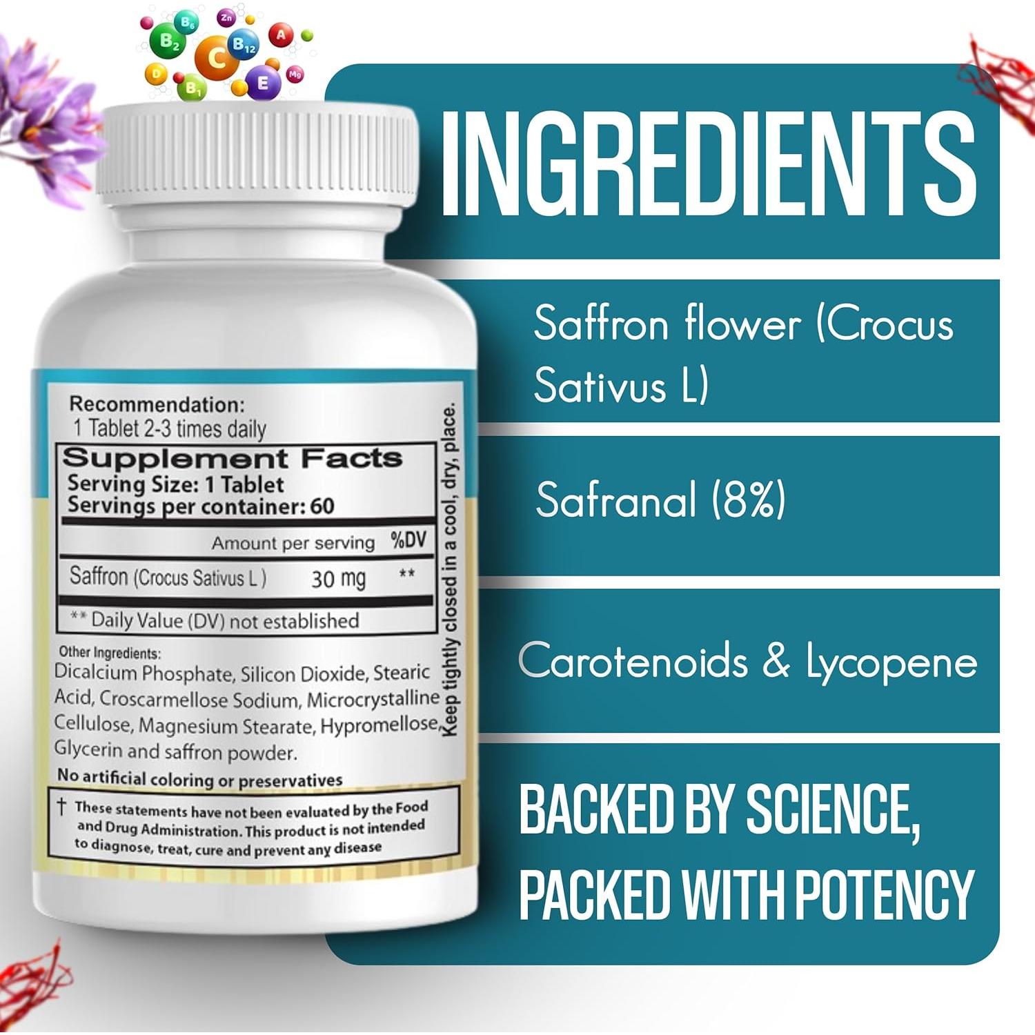 Suplemento de Azafrán Exir 60 Tabletas - Energía y Memoria