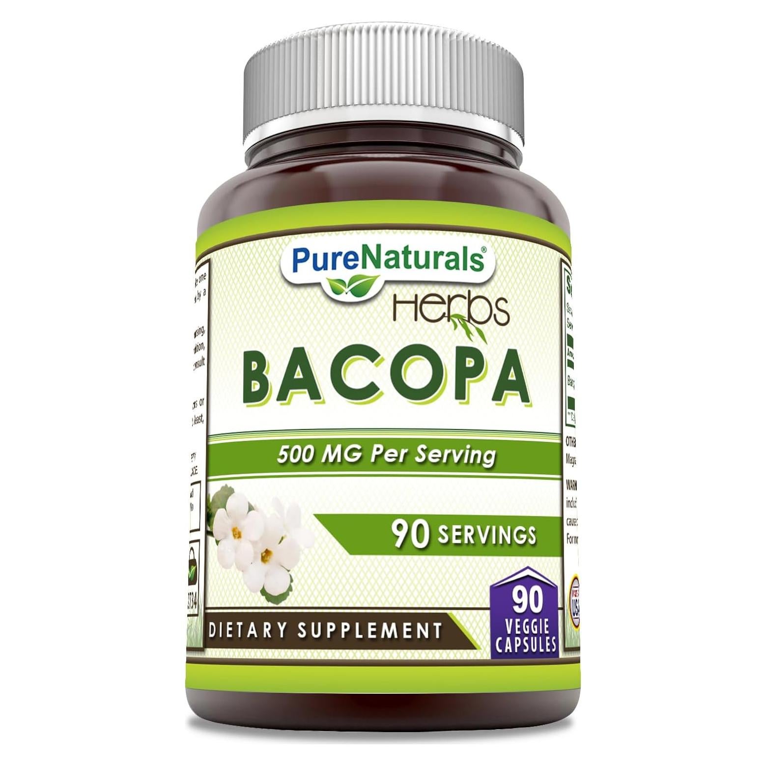 Suplemento Bacopa Pure Naturals 500 Mg 90 Cápsulas Vegetarianas