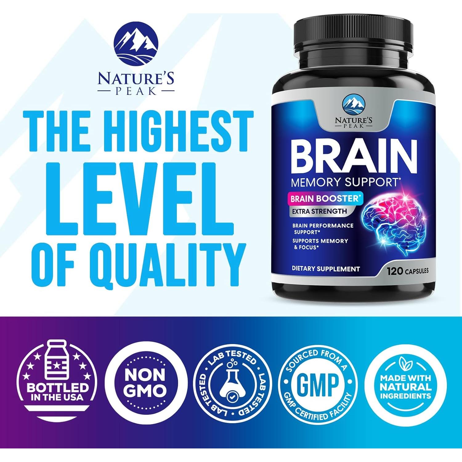 Suplemento de Memoria Cerebral Nature's Peak 120 Cápsulas