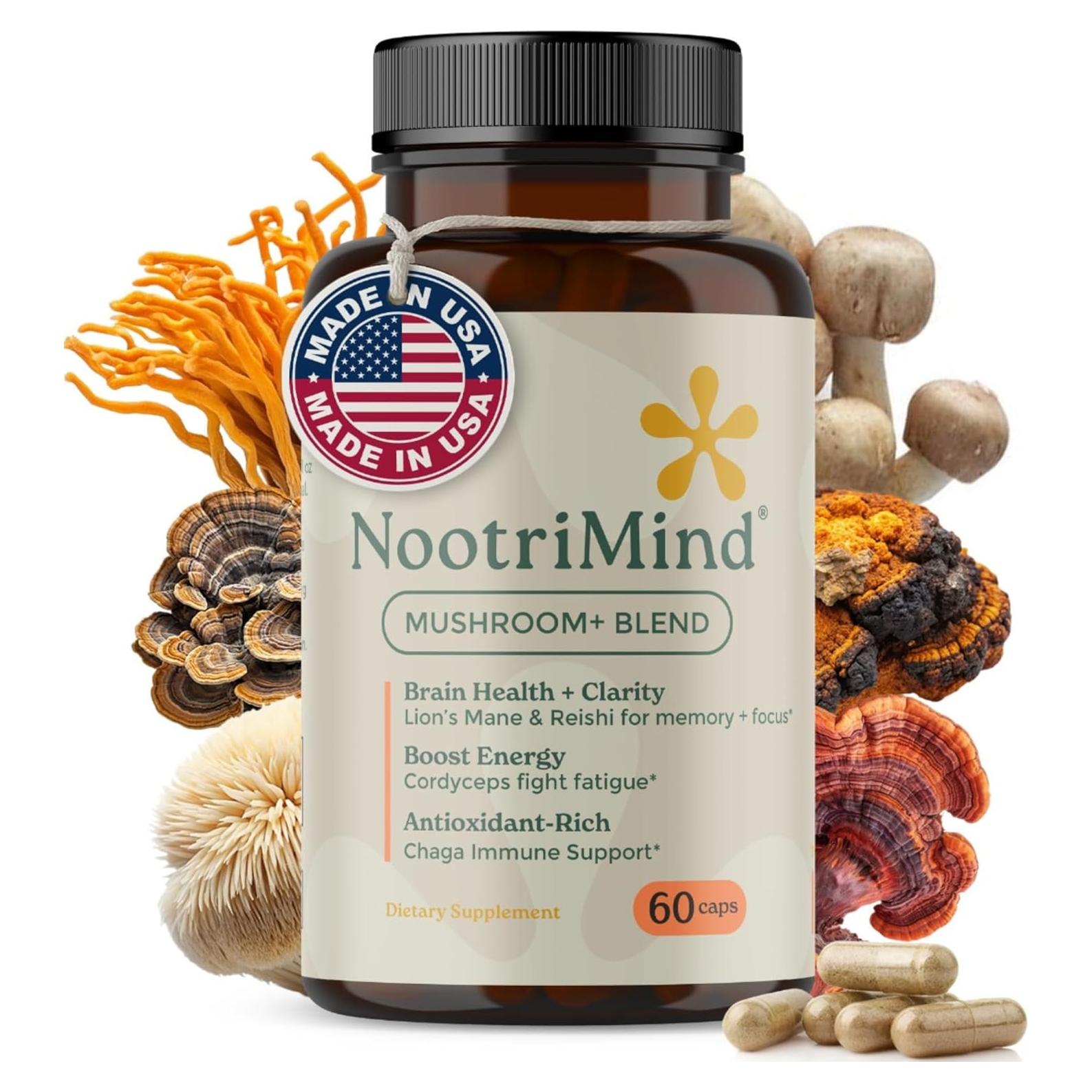 Complejo de Hongos Fit Vital Mind 60 Cápsulas - Melena de León, Reishi, Cordyceps, Inmunidad y Memoria