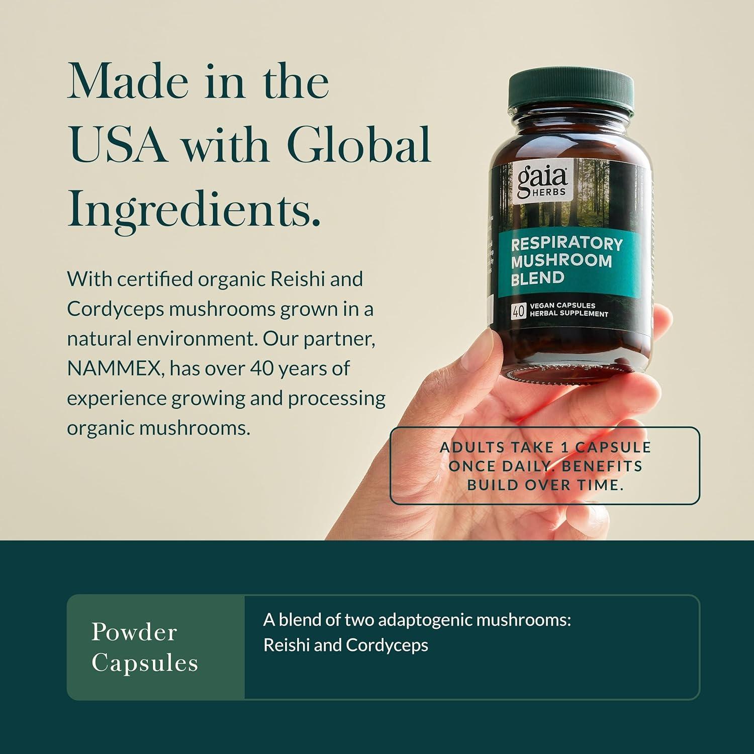 Suplemento Herbal Gaia Herbs Mezcla de Hongos 40 Cápsulas