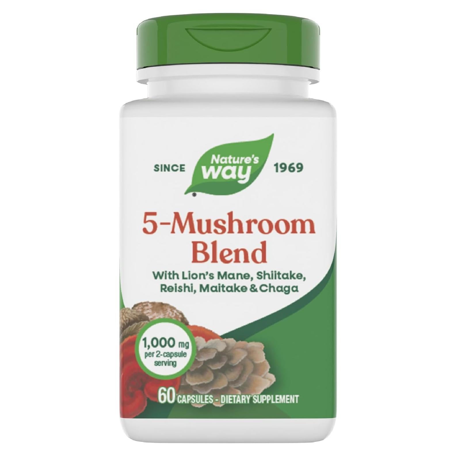 Mezcla de 5 Hongos Nature's Way 60 Cápsulas Veganas