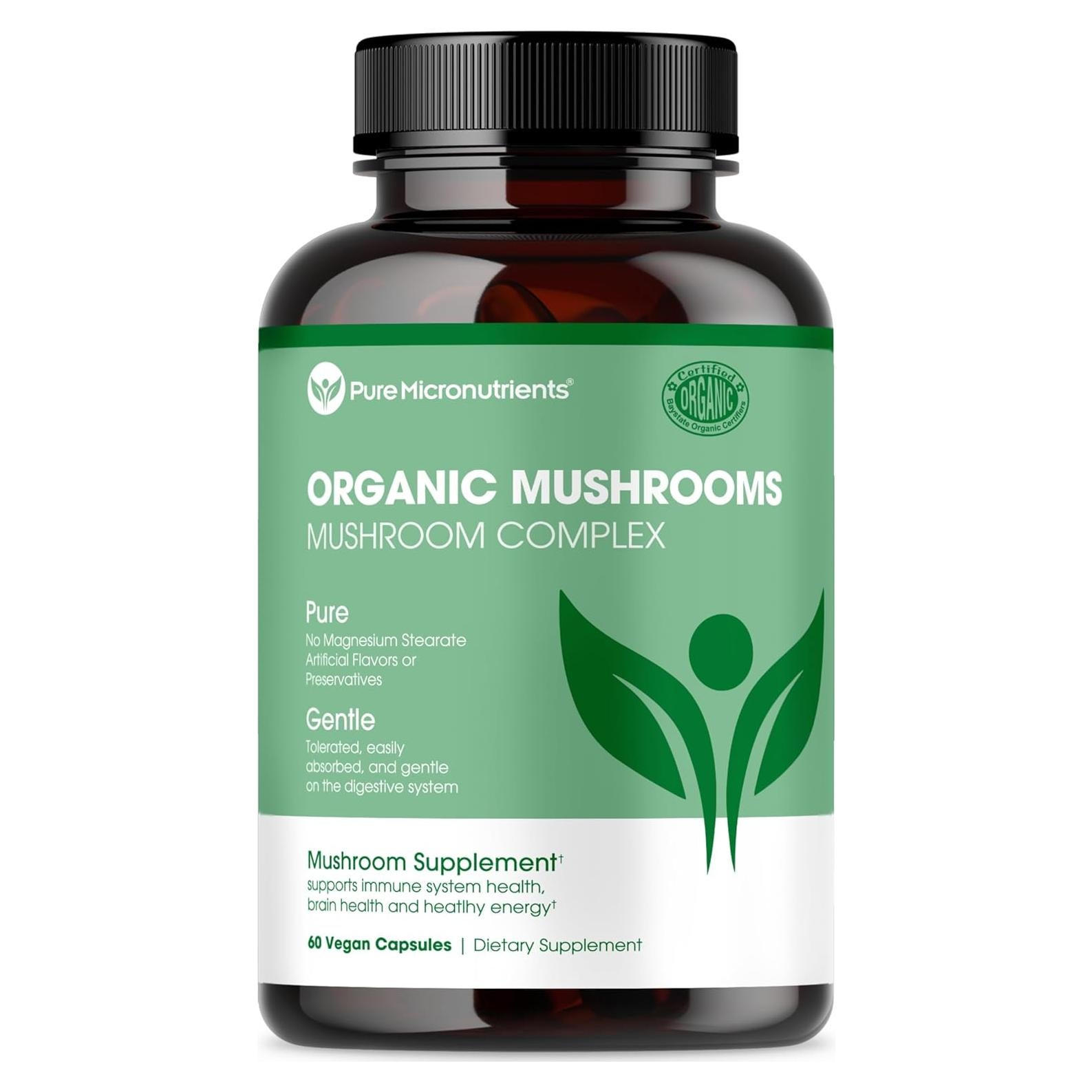 Suplemento Orgánico de Hongos Micronutrientes Puros - 60 Vegano