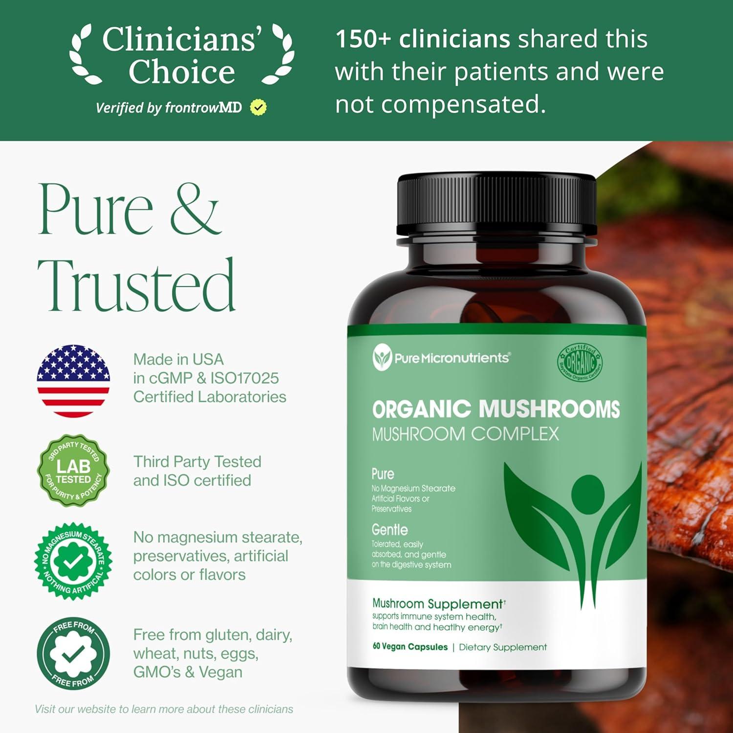 Suplemento Orgánico de Hongos Micronutrientes Puros - 60 Vegano