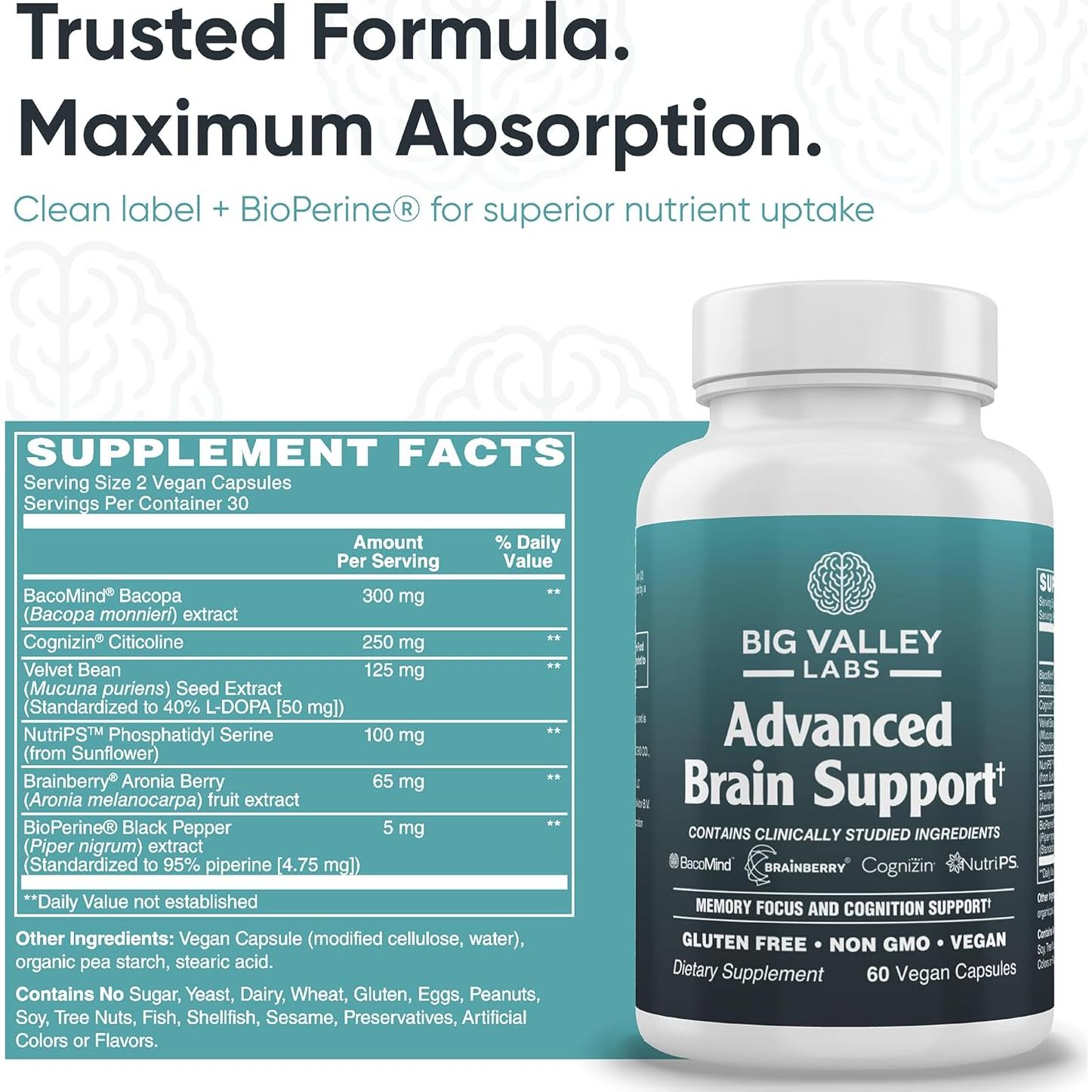 Suplemento Cognitivo Big Valley Labs - 60 Cápsulas