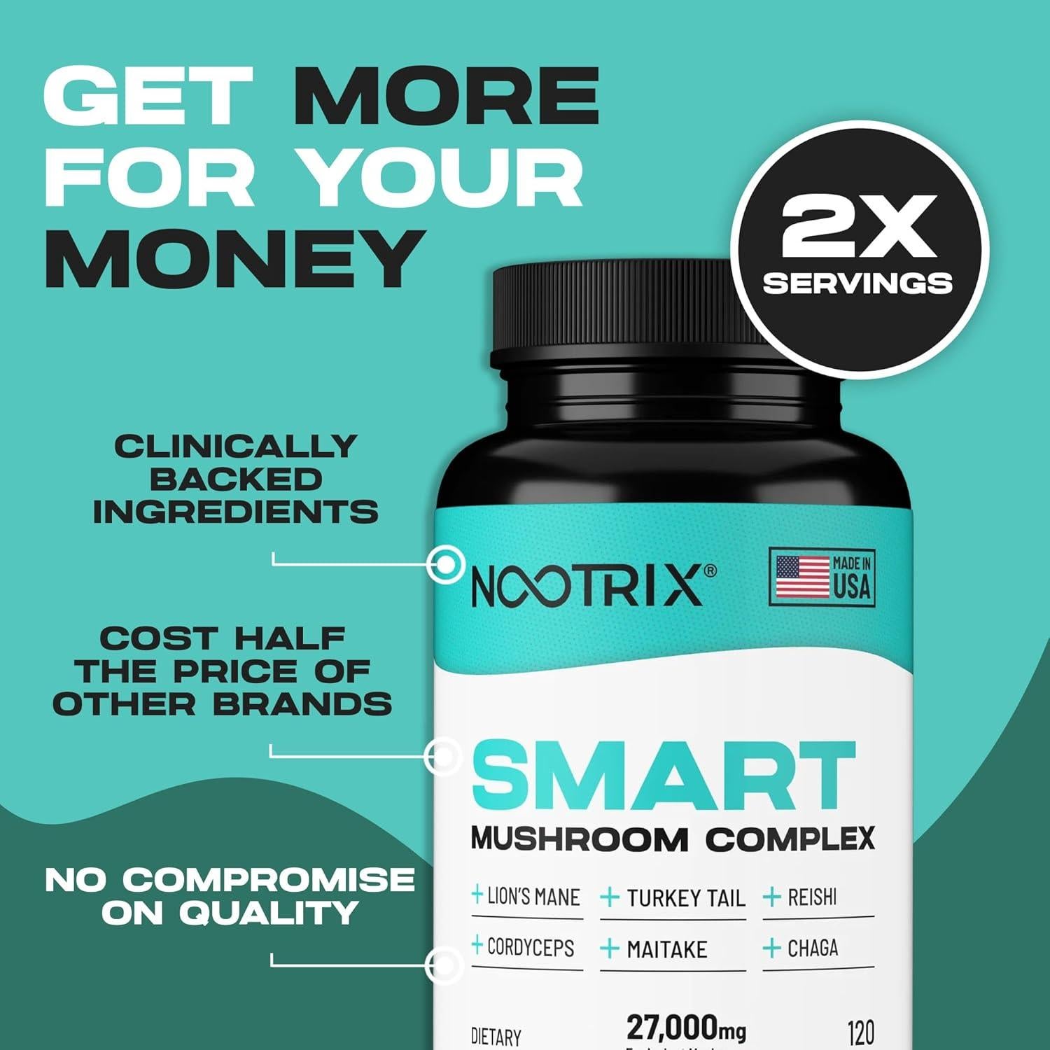 Suplemento Nootrix de Hongos Inteligentes 240 Cápsulas 27000mg