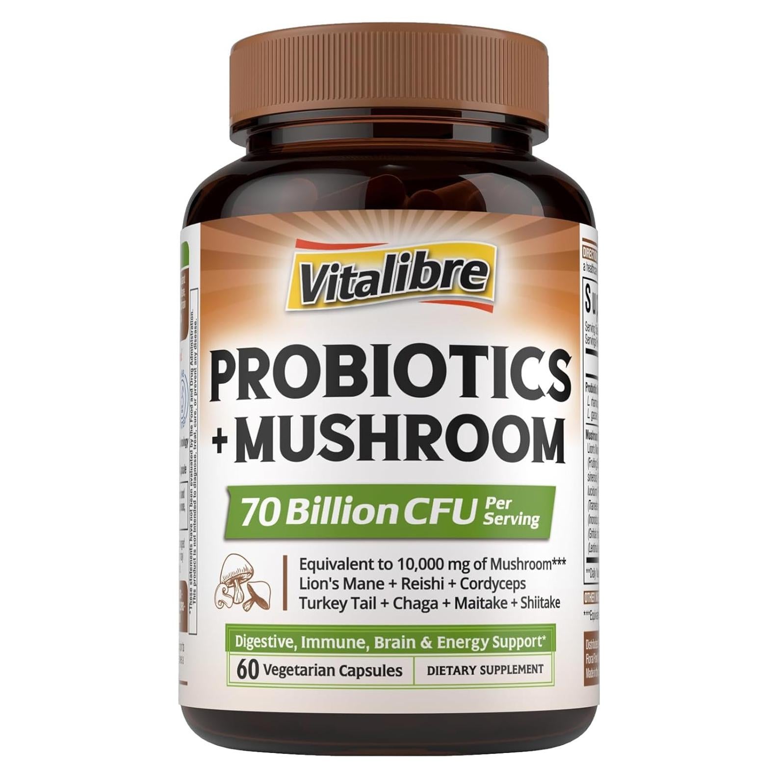 Probioticos Vitalibre con Setas 10000mg 60 Cápsulas Veganas