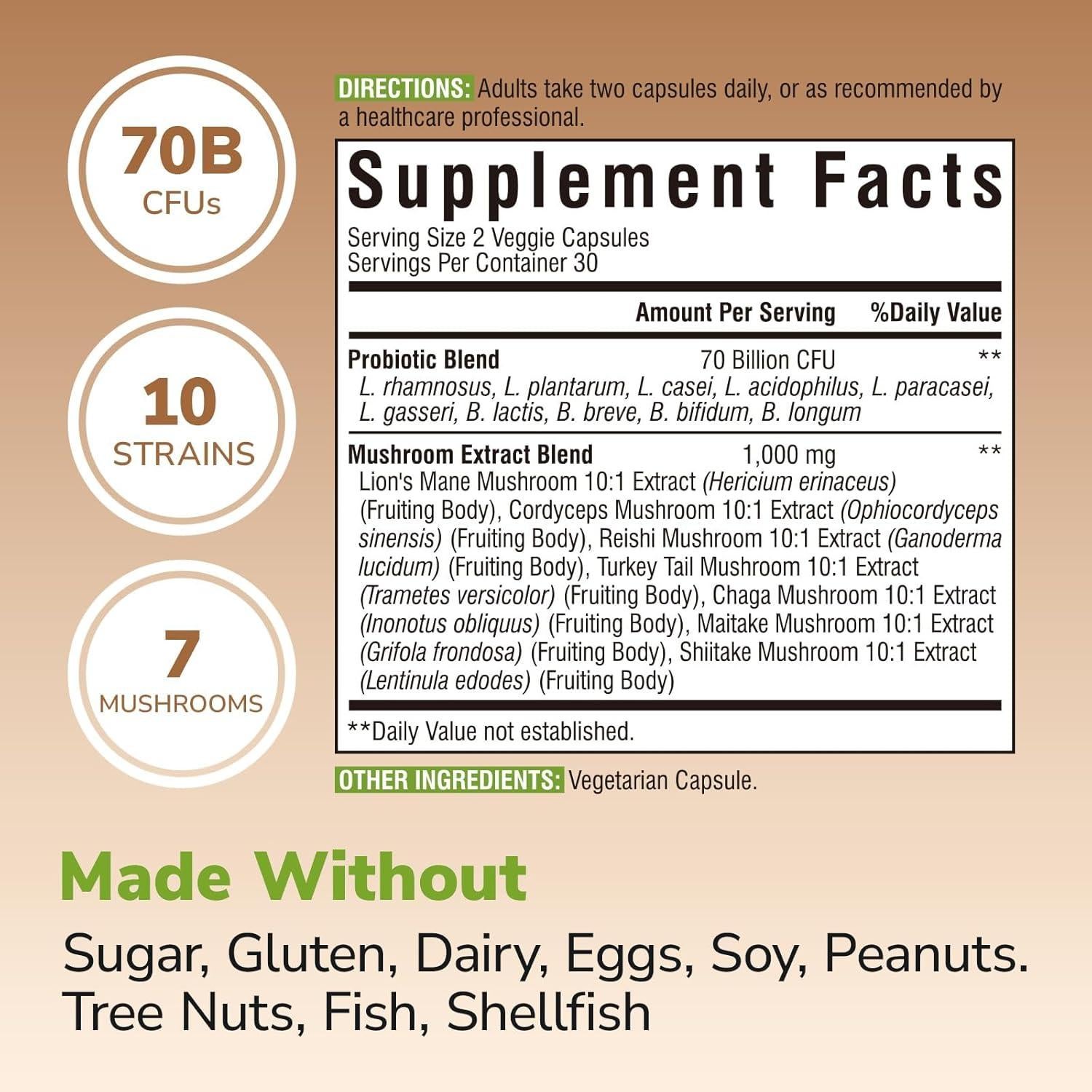 Probioticos Vitalibre con Setas 10000mg 60 Cápsulas Veganas