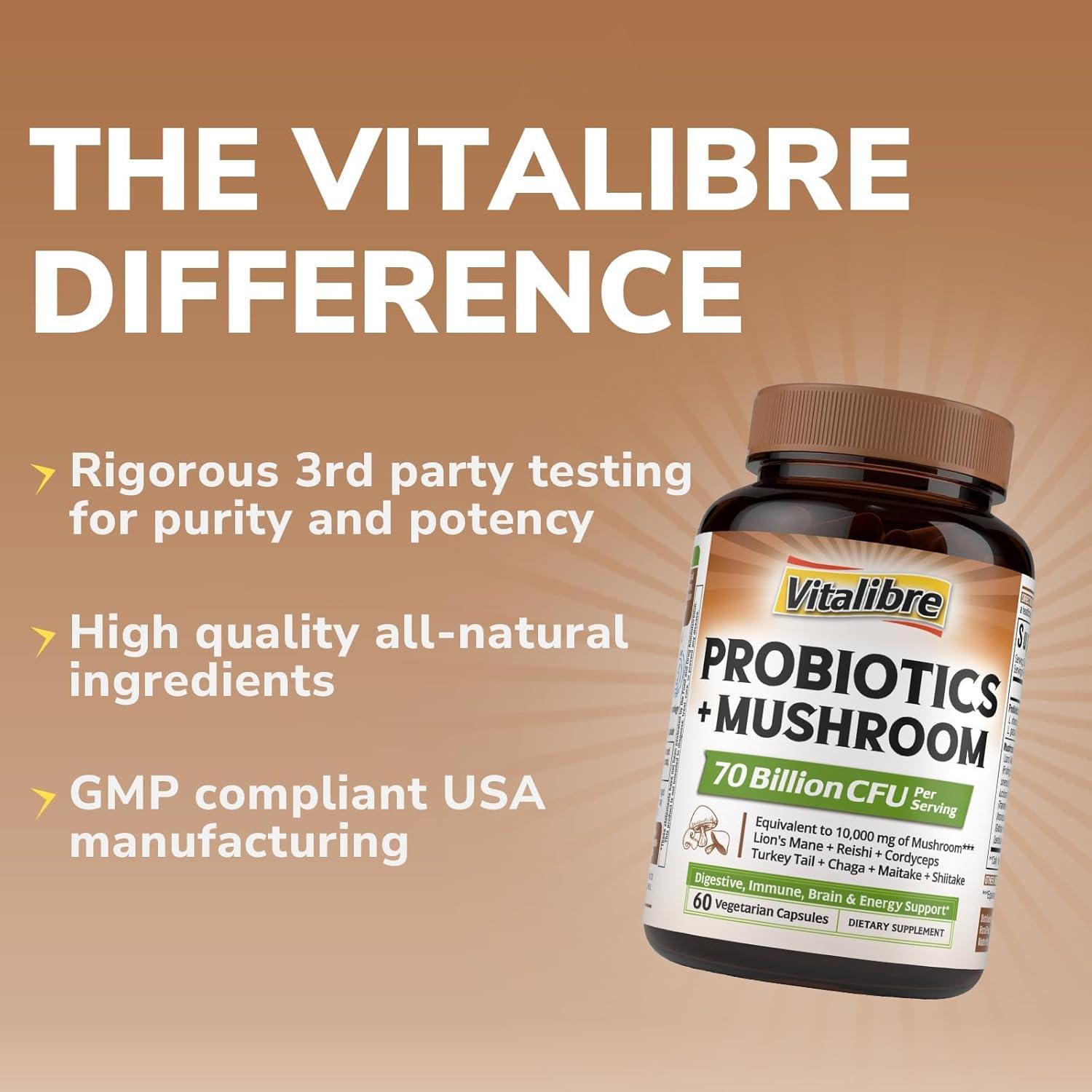 Probioticos Vitalibre con Setas 10000mg 60 Cápsulas Veganas