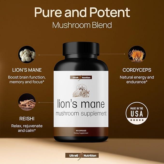 Cápsulas de Melena de León Ultra6 Nutrition - 90 Unidades