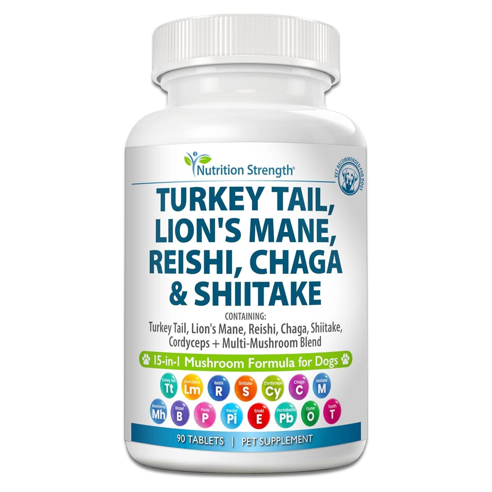 Suplemento 15-en-1 Hongos para Perros Nutrition Strength 90 Tabletas
