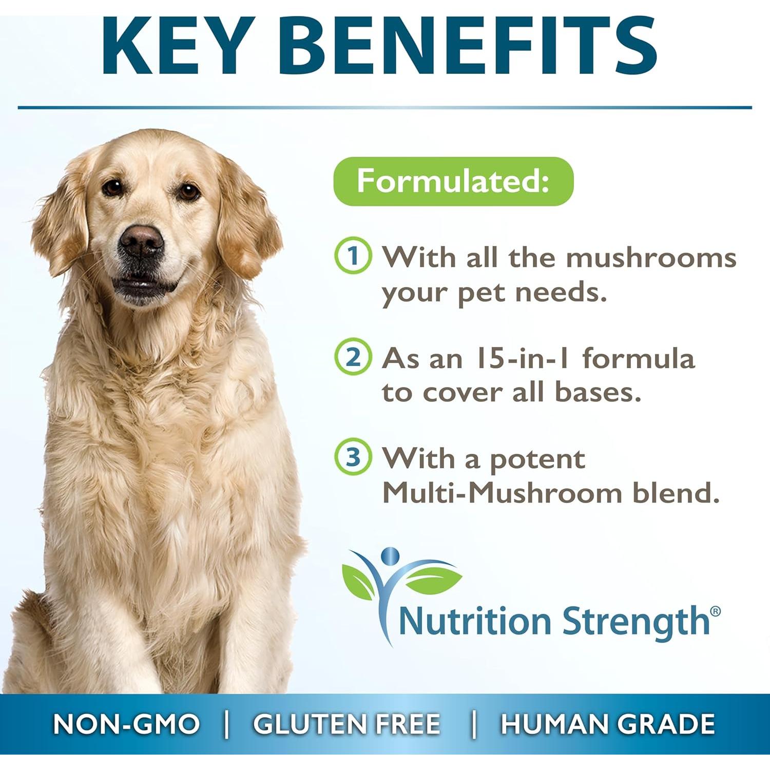 Suplemento 15-en-1 Hongos para Perros Nutrition Strength 90 Tabletas