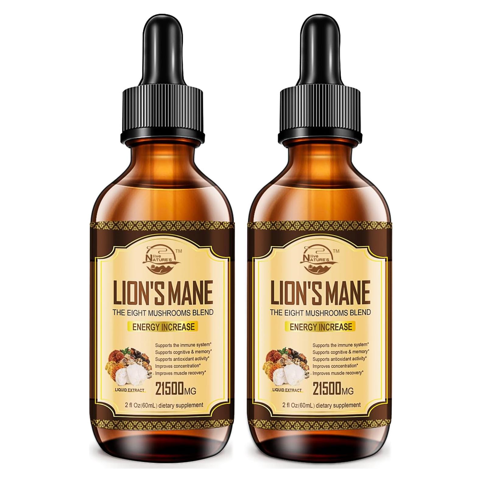 Suplemento de Melena de León Nature's Live 59 ml x2 - Inmunidad y Enfoque