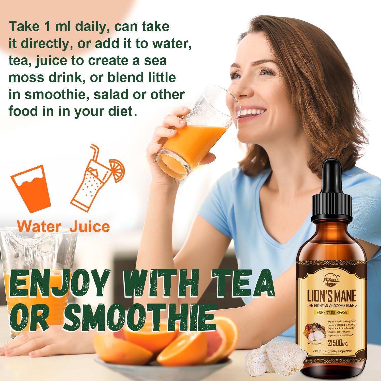 Suplemento de Melena de León Nature's Live 59 ml x2 - Inmunidad y Enfoque