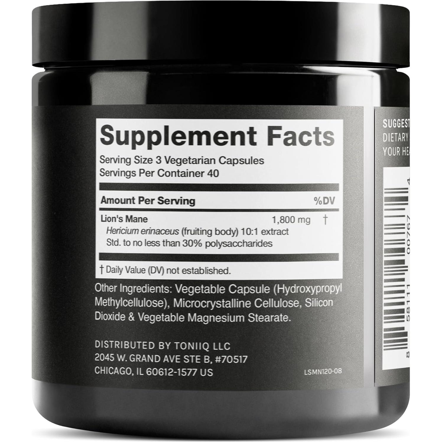 Suplemento Melena de León Toniiq 120 Cápsulas 1800mg