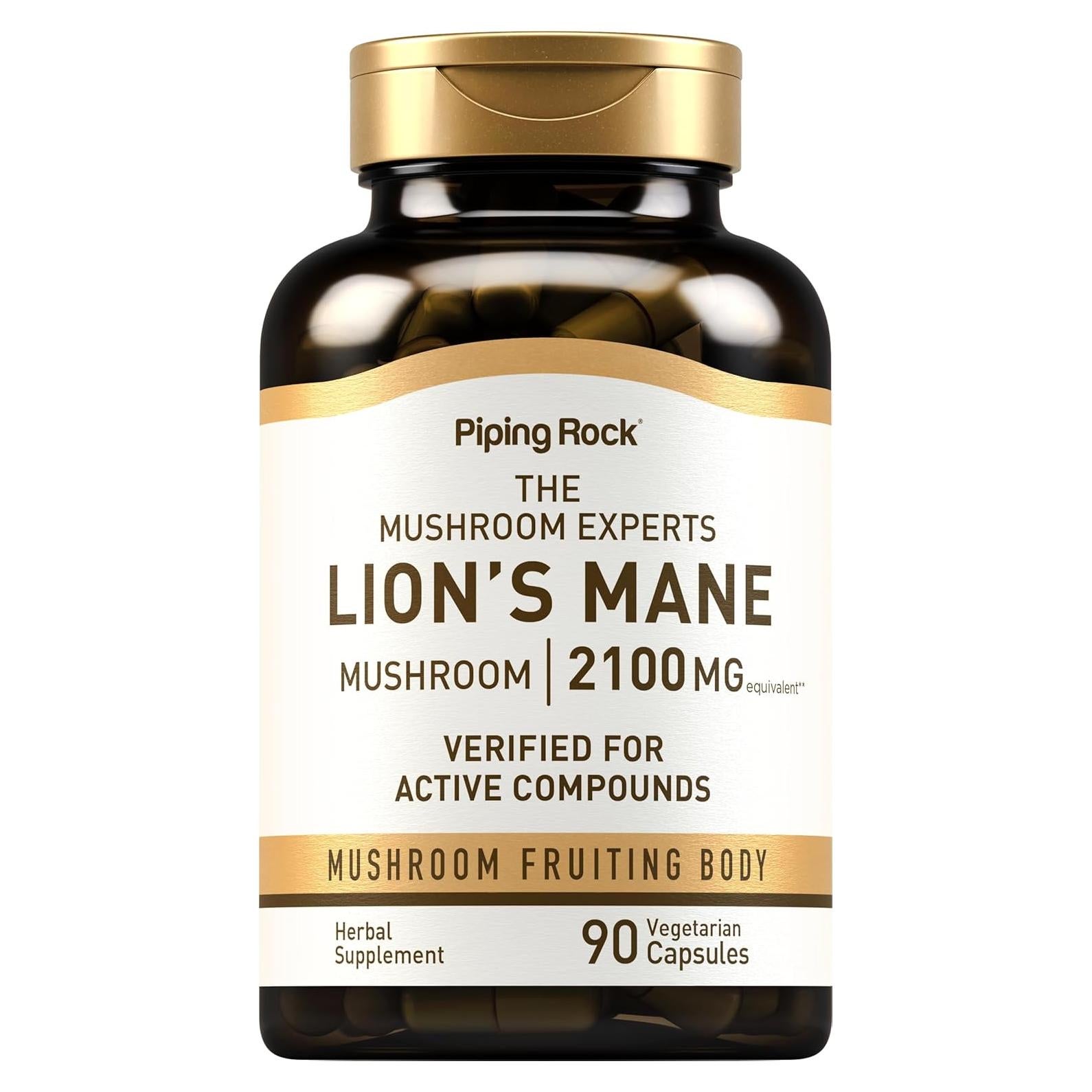 Cápsulas de Suplemento Melena de León Piping Rock 2100mg 90 Unidades