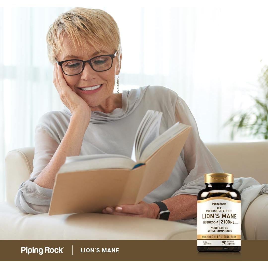 Cápsulas de Suplemento Melena de León Piping Rock 2100mg 90 Unidades