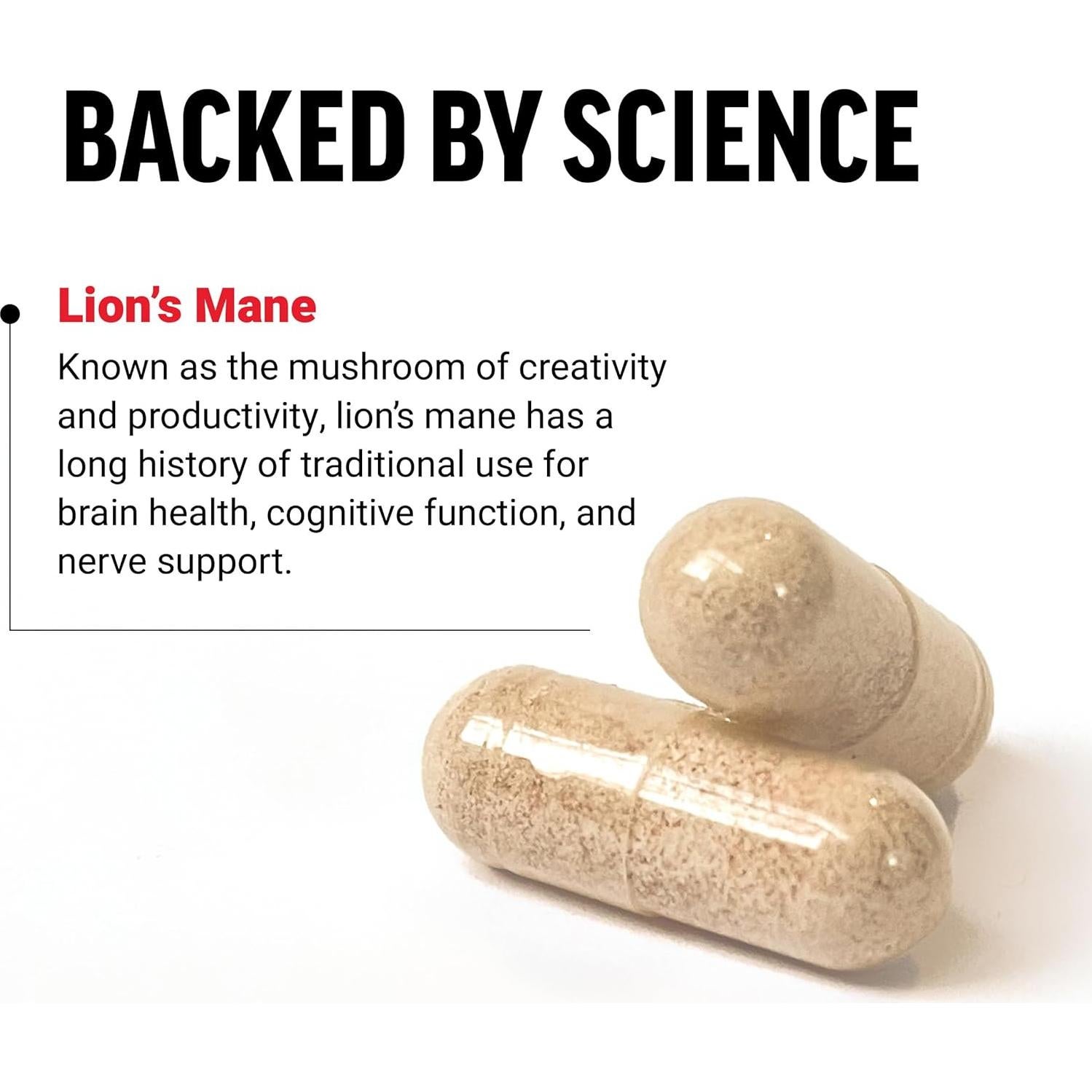 Cápsulas de Melena de León Force Factor 60 Veganas 100% Frutal