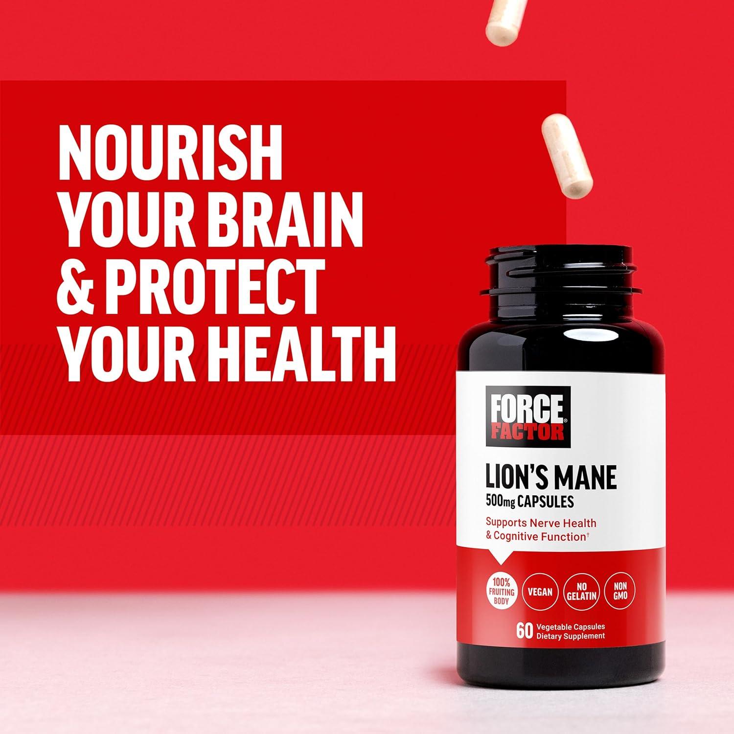 Cápsulas de Melena de León Force Factor 60 Veganas 100% Frutal