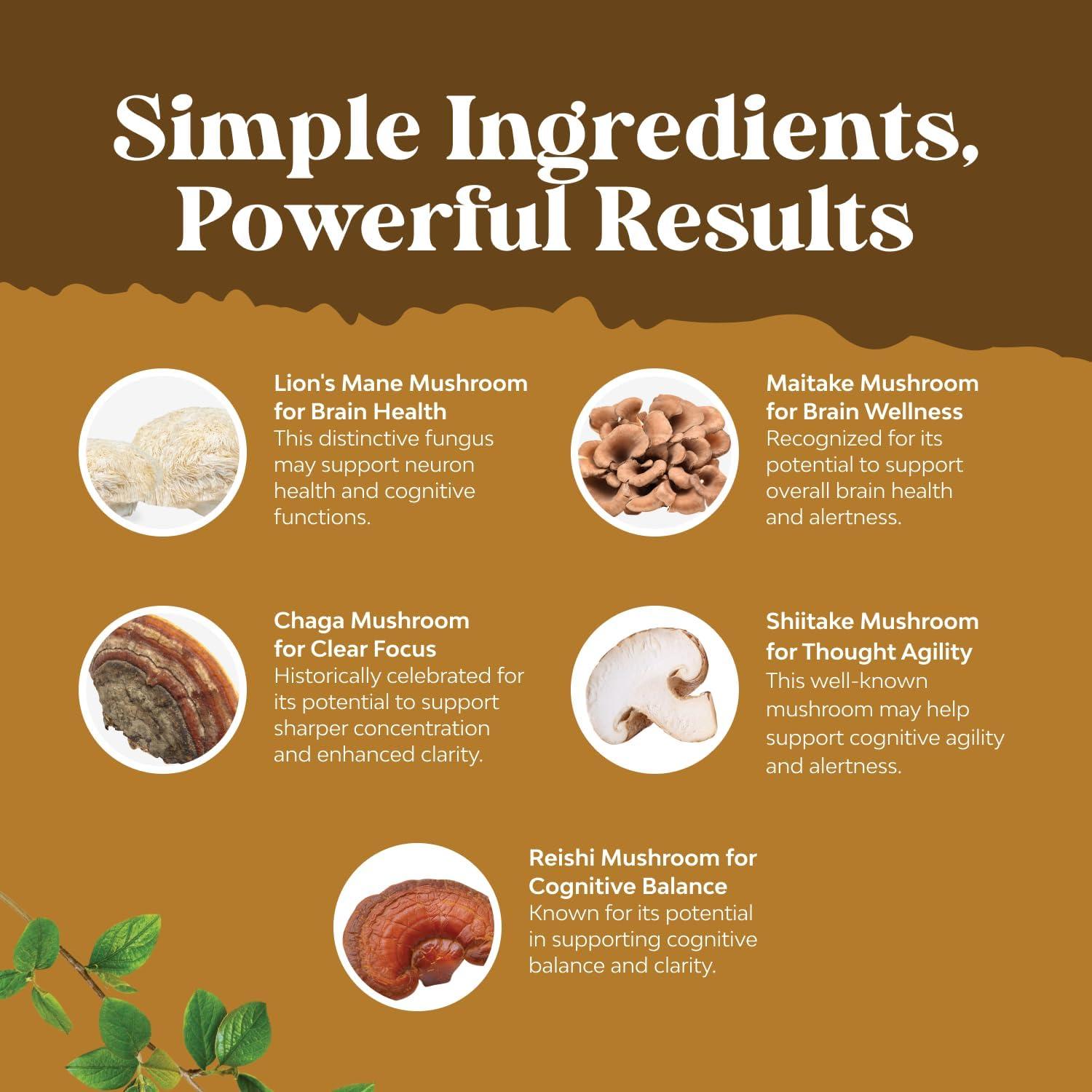 Suplemento Nootrópico Melena de León Natures Craft 60 Cápsulas