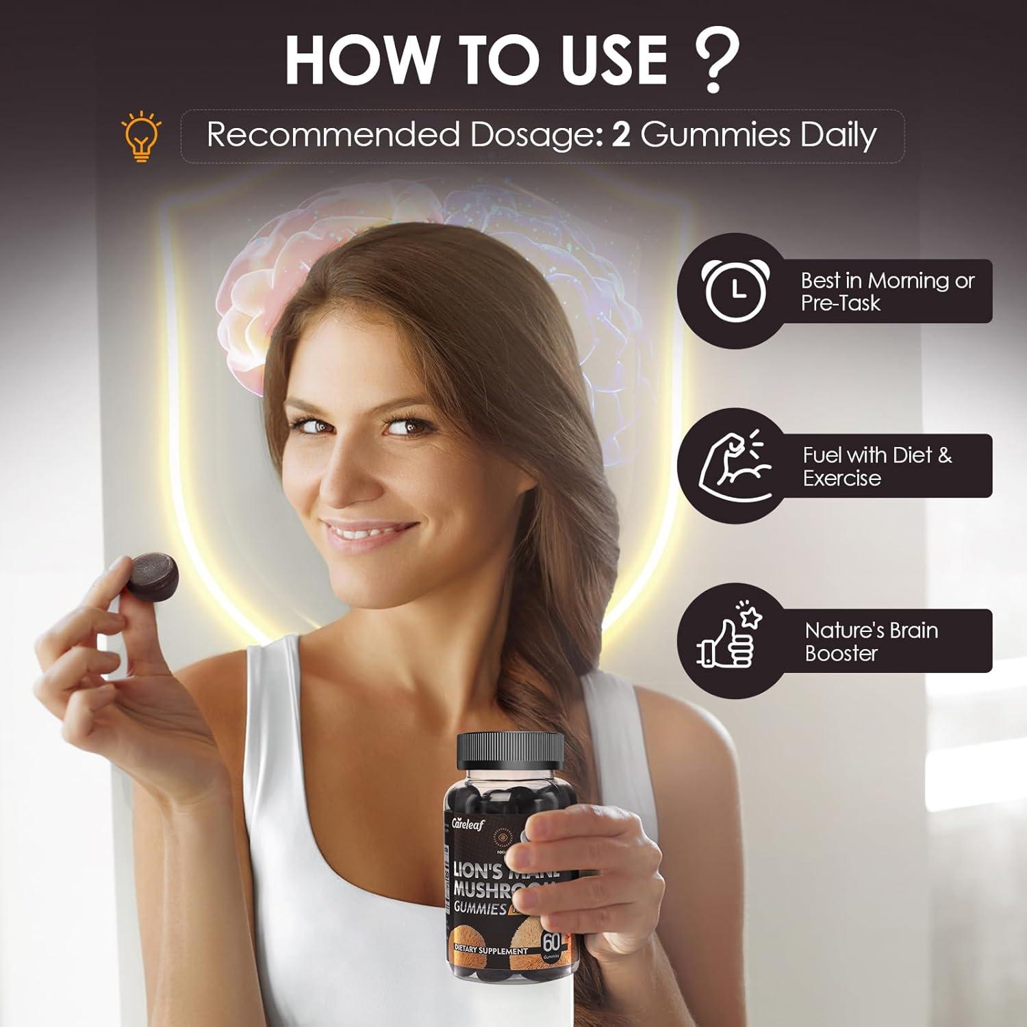 Gomitas Melena de León Careleaf 60 Unidades - Suplemento Nootrópico