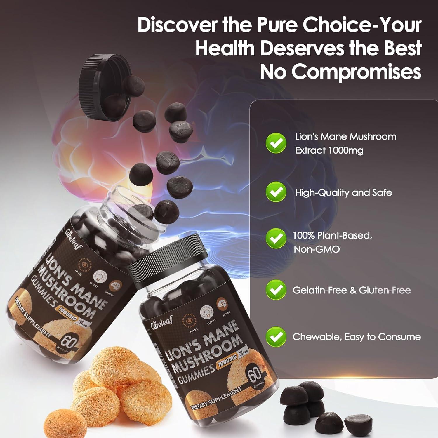 Gomitas Melena de León Careleaf 60 Unidades - Suplemento Nootrópico