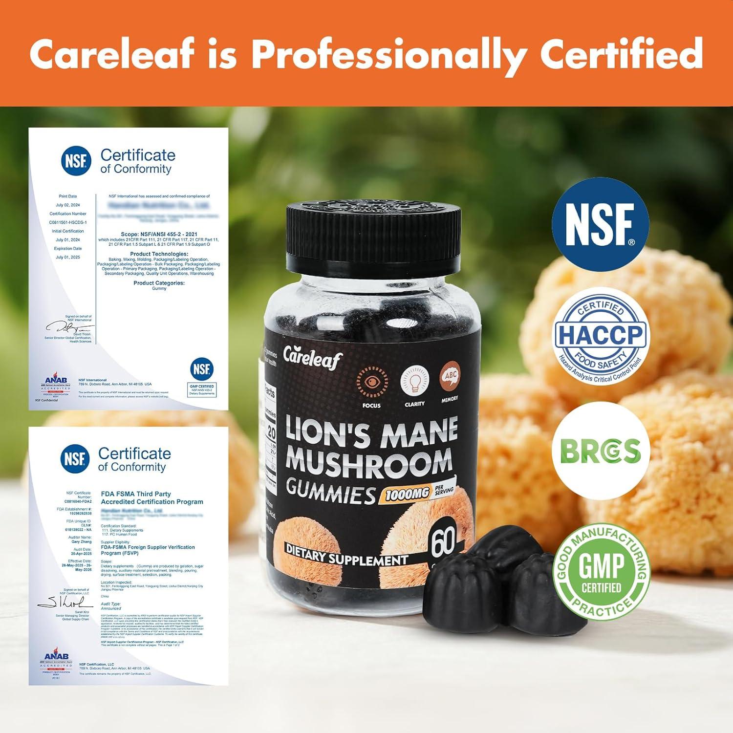 Gomitas Melena de León Careleaf 60 Unidades - Suplemento Nootrópico