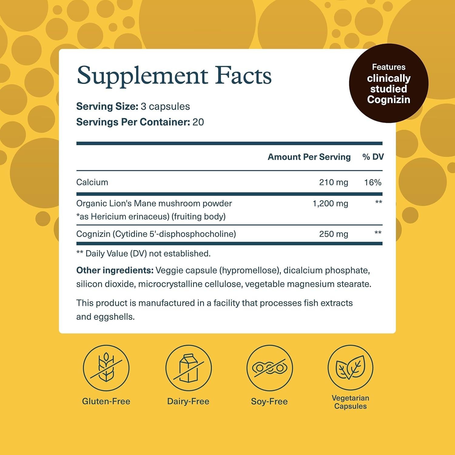 Suplemento Cerebral Youtheory Melena de León Plus 60 Cápsulas