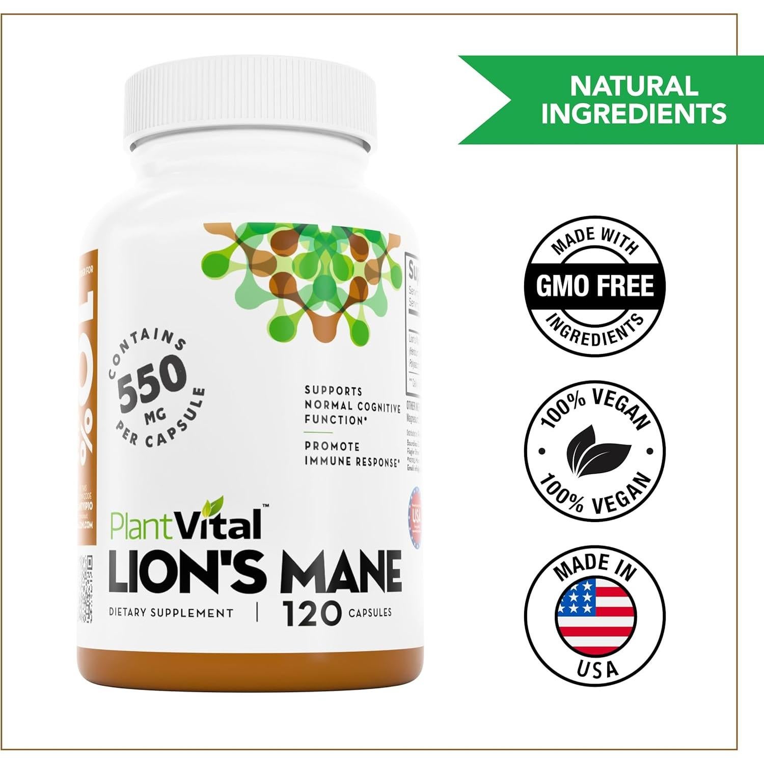 Suplemento Melena de León PlantVital 120 Cápsulas 11000mg