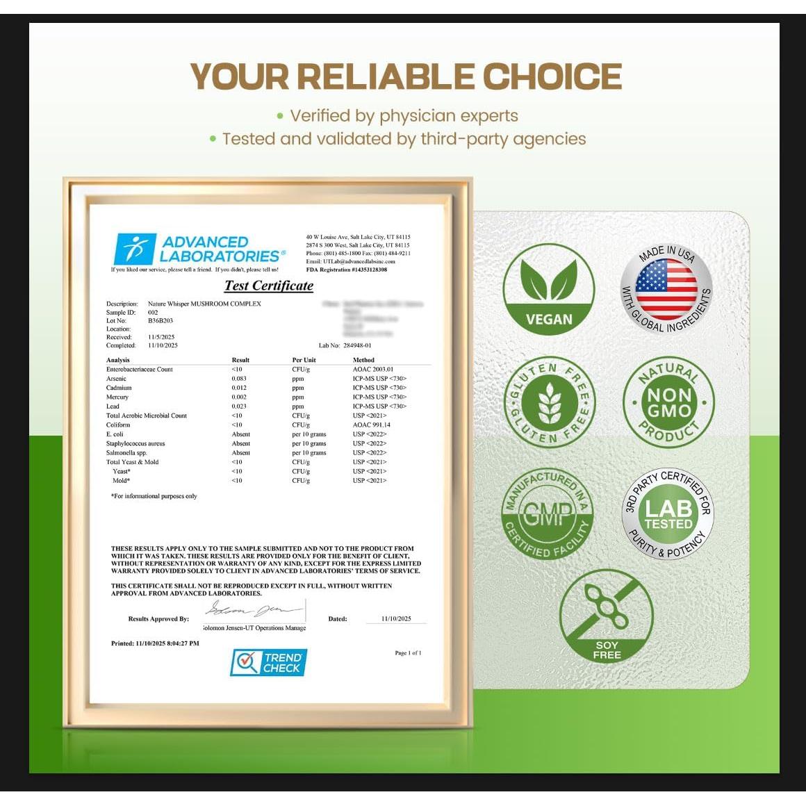 Suplemento 22 en 1 Nature Whisper Hongos y Ashwagandha - 60 Cápsulas